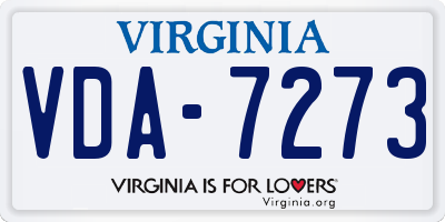 VA license plate VDA7273