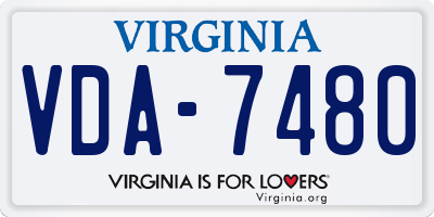 VA license plate VDA7480