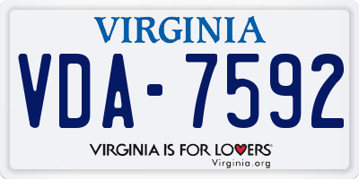 VA license plate VDA7592