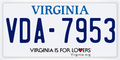 VA license plate VDA7953