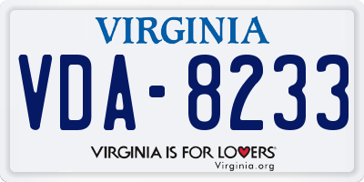 VA license plate VDA8233
