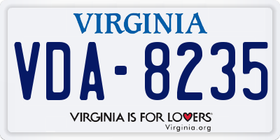 VA license plate VDA8235