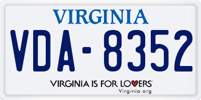 VA license plate VDA8352