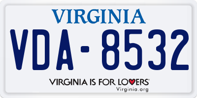 VA license plate VDA8532