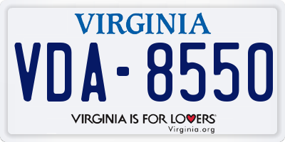 VA license plate VDA8550
