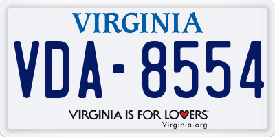 VA license plate VDA8554