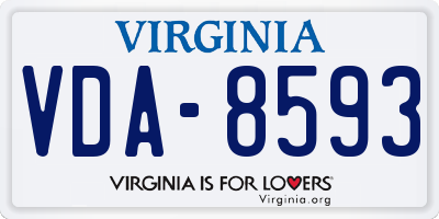 VA license plate VDA8593