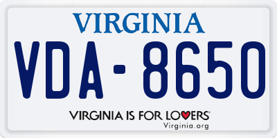 VA license plate VDA8650