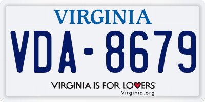 VA license plate VDA8679