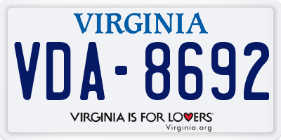 VA license plate VDA8692