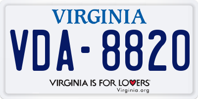 VA license plate VDA8820