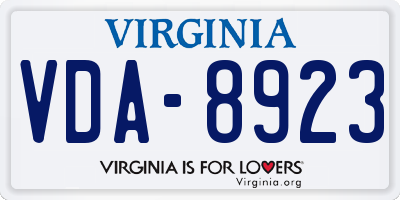 VA license plate VDA8923