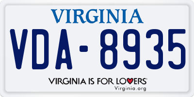 VA license plate VDA8935