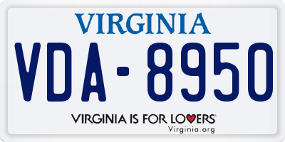 VA license plate VDA8950