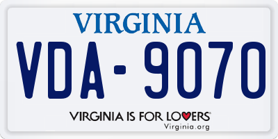 VA license plate VDA9070