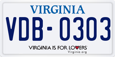 VA license plate VDB0303