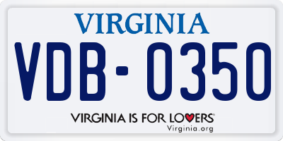 VA license plate VDB0350