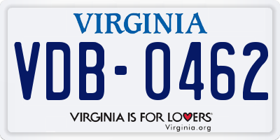 VA license plate VDB0462