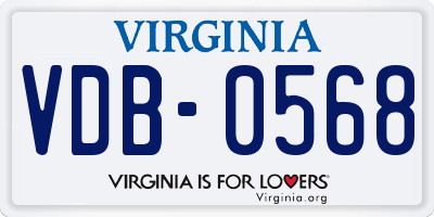 VA license plate VDB0568
