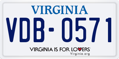 VA license plate VDB0571