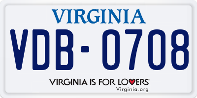 VA license plate VDB0708