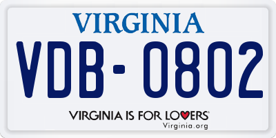 VA license plate VDB0802