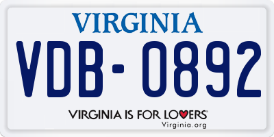 VA license plate VDB0892