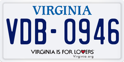 VA license plate VDB0946