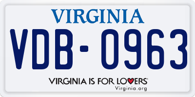VA license plate VDB0963
