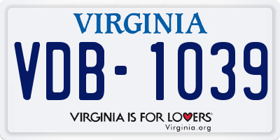 VA license plate VDB1039