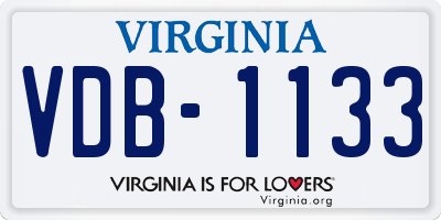 VA license plate VDB1133