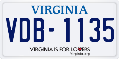 VA license plate VDB1135