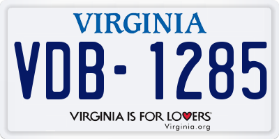 VA license plate VDB1285