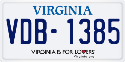 VA license plate VDB1385