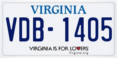 VA license plate VDB1405