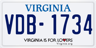VA license plate VDB1734