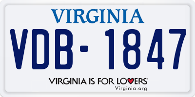 VA license plate VDB1847