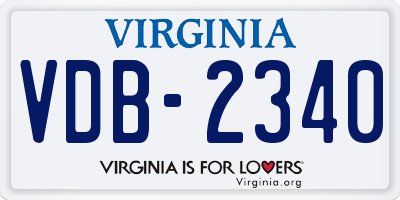 VA license plate VDB2340
