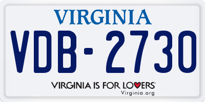 VA license plate VDB2730