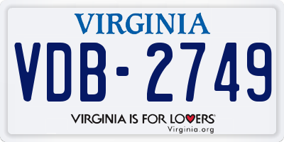 VA license plate VDB2749