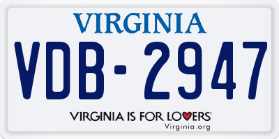 VA license plate VDB2947