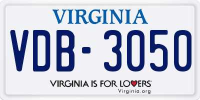 VA license plate VDB3050