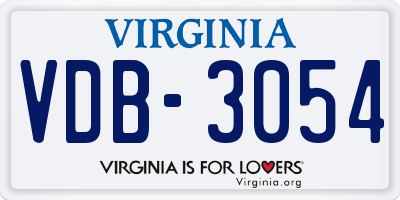 VA license plate VDB3054