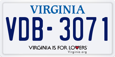 VA license plate VDB3071