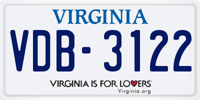 VA license plate VDB3122