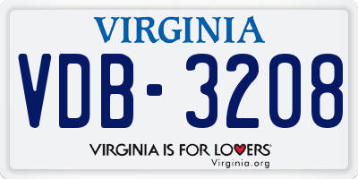 VA license plate VDB3208