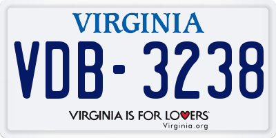 VA license plate VDB3238
