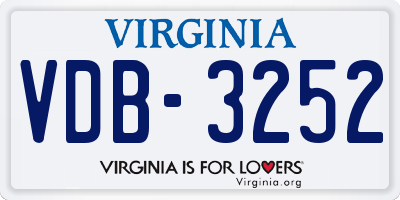 VA license plate VDB3252