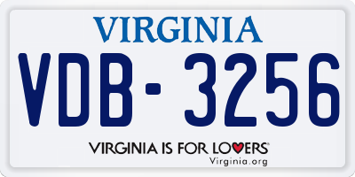 VA license plate VDB3256