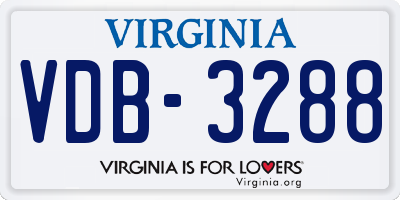 VA license plate VDB3288